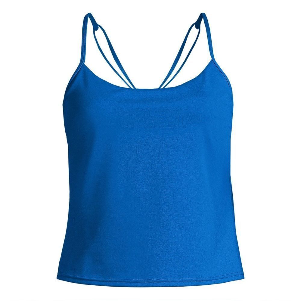 Land's End Tugless Luxe Scoop Neck X Back Adjustable tankini top cobalt blue Var